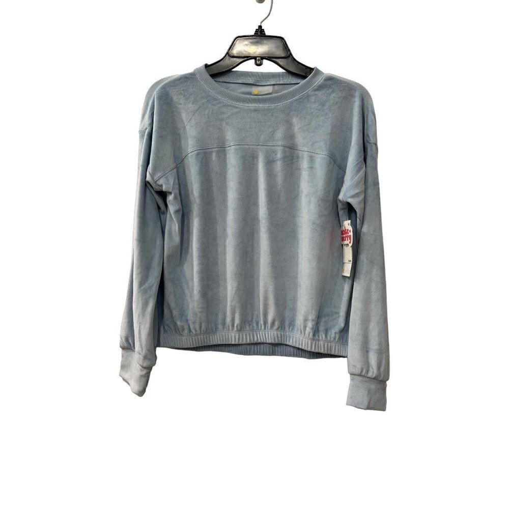 New ZELLA GIRL Kids' Size XL (14/16) Cozy Active Luxe velour Top Blue Cashmere